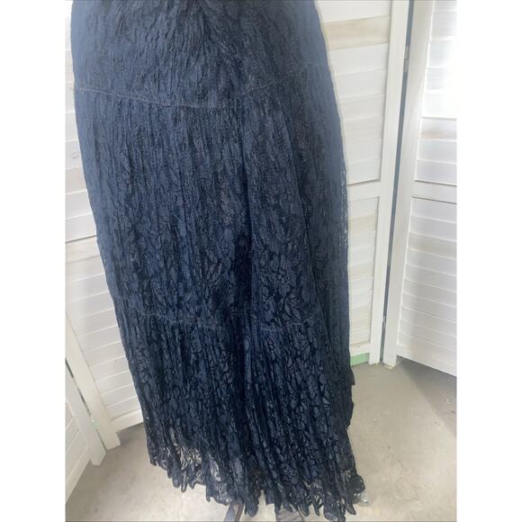 80s D.D. Cooper Maxi Boho Pull On Skirt Sz M/L Bohemian Lace Layered Tiered - Picture 5 of 8